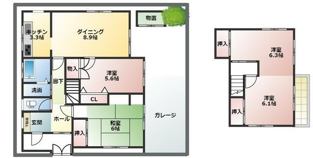 御影石町貸戸建の間取り