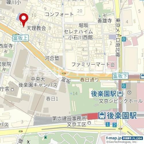 文京区小石川２丁目の賃貸マンションの地図| 