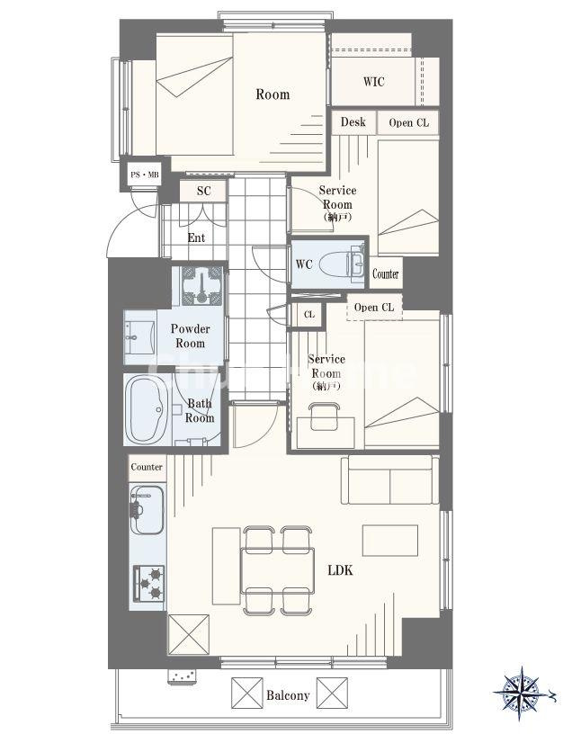 カーム・デイズ吾妻橋の間取り|3方角部屋住戸につきまして日当たり・通風良好。新規リノベーションマンション。