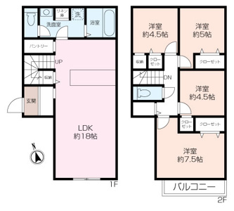 2区画の建物参考プラン（4LDK＋SIC）！
南西角地の日当たりが良い区画です。