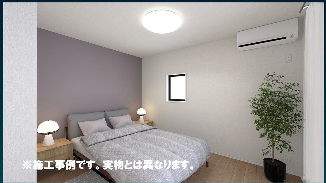 リーブルガーデン高松市国分寺町国分第一◇2026年度補助金対象の長期優良住宅です！の寝室|主寝室完成予想図
広い主寝室はベッドなどの大型の家具を設置しても圧迫感が生まれにくく、空間に余白を持たせた自由度の高いコーディネートが可能です。