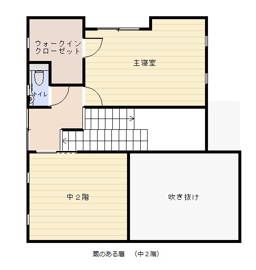 久留米市宮ノ陣４丁目　中古戸建の間取り|中２階の「蔵」は９帖あります。