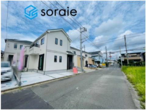 川越市砂新田1丁目　全2棟　新築戸建　ハートフルタウンの前面道路含む現地写真|8/17撮影