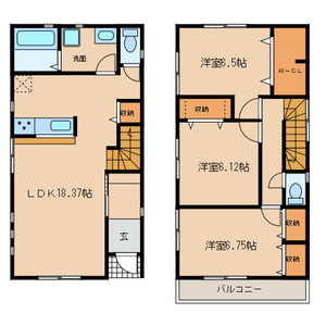 サン丸山A棟　　刈谷市近郊の賃貸ならクラスホーム刈谷店の間取り