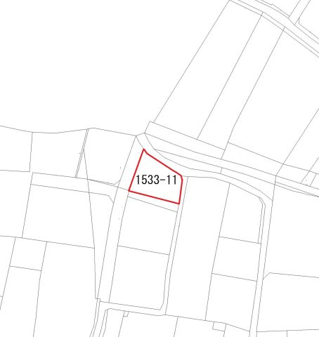 久留米市三潴町西牟田　売り土地の土地図|三方道路の土地です。