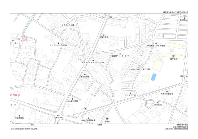 久留米市三潴町西牟田　売り土地の地図|西牟田小まで650ｍの閑静な住宅街