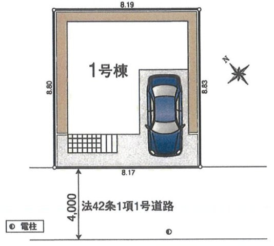入間市東藤沢5丁目・全1棟　新築一戸建　の区画図|車庫1台分。
