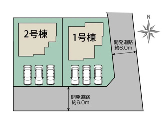 【区画図】 | 中央市成島 オール電化新築戸建 全2棟 1号棟 南東角地 | 1号棟区画図