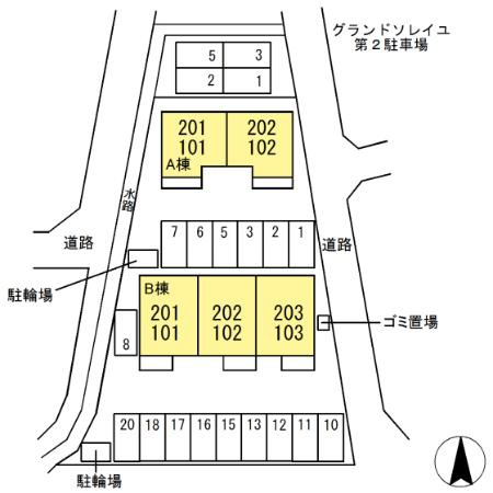 グランド　ソレイユ　B棟の区画図