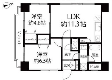 レインボーメセナの間取り|南向き・3方角部屋住戸につきまして日当たり・通風・眺望良好。新規リノベーションマンション。