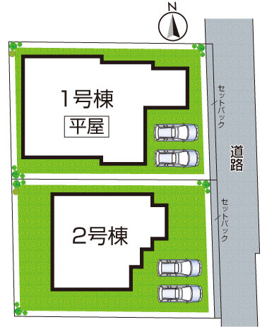 1(土)2(日)現地説明会　奈良市法蓮町　新築一戸建ての区画図|全2区画
