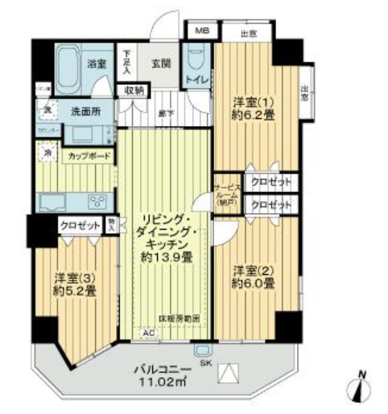 日神パレステージ板橋滝野川の間取り