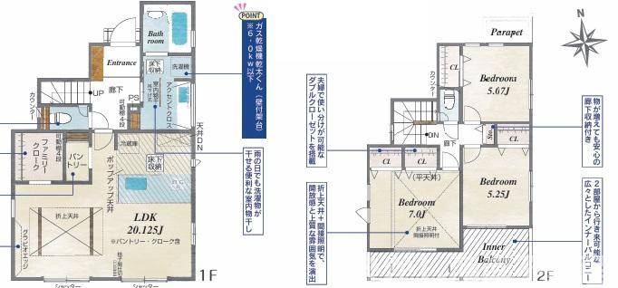 藤沢市羽鳥5丁目　新築戸建　の間取り|南向き　３LDK