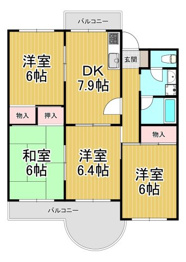 コスモハイツ瑞ケ丘　B棟の間取り
