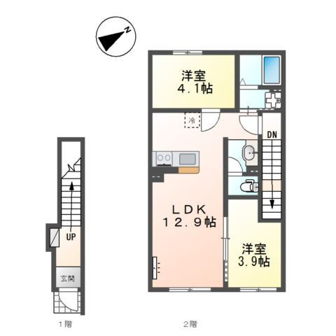 東合川アパート新築工事の間取り