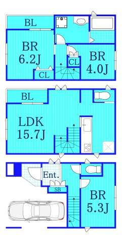 クラゾ鶴見区上末吉戸建2号棟の間取り