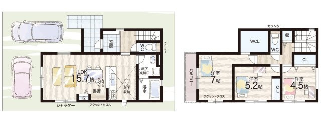 神戸市西区狩場台　第3期　新築一戸建ての間取り|1号地