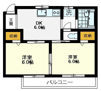 【間取り】 | メゾン恋ヶ窪 | メゾン恋ヶ窪、202号室、２ＤＫ