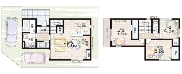 神戸市西区狩場台　第3期　新築一戸建ての間取り|2号地