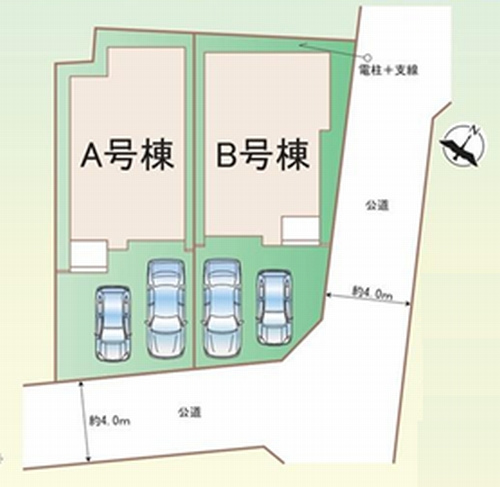 【仲介手数料０円】相模原市南区大野台4丁目　新築一戸建て　全2棟の区画図|相模原市南区大野台4丁目　新築一戸建て　全2棟