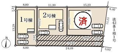 柏市新逆井2丁目新築戸建【土南部小学校:7分】の区画図|区画配置図