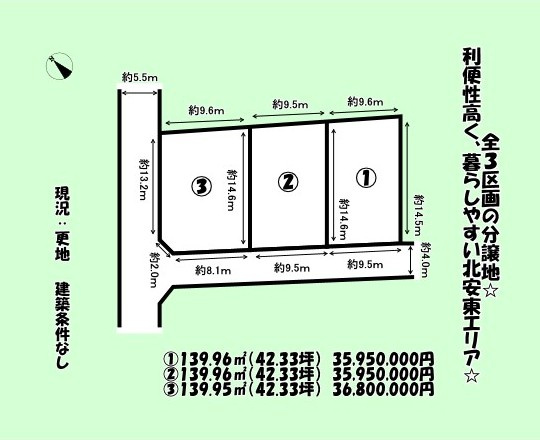 静岡市　葵区　北安東4丁目　全3区画　分譲地　①の土地図