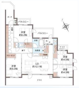 D’クラディアひばりヶ丘レジデンスの間取り