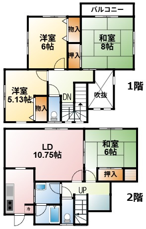 東金市道庭中古戸建の間取り