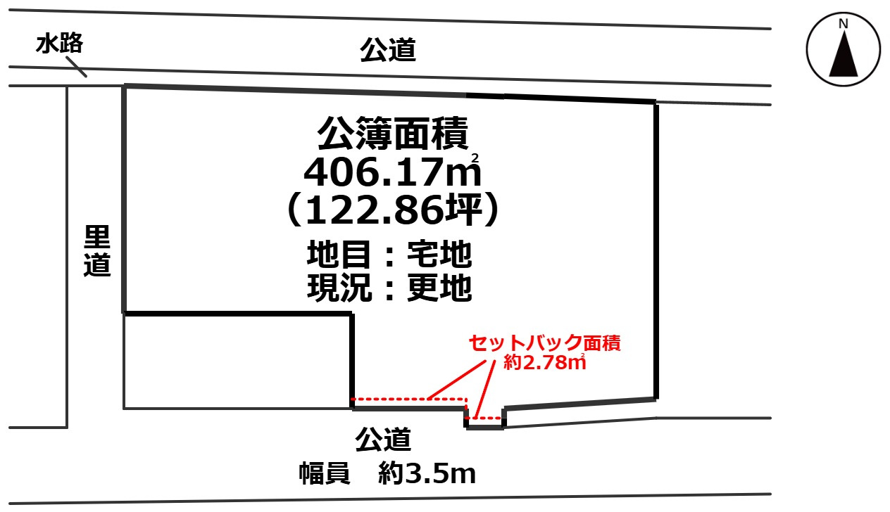 高島市今津町福岡122坪売地の土地図
