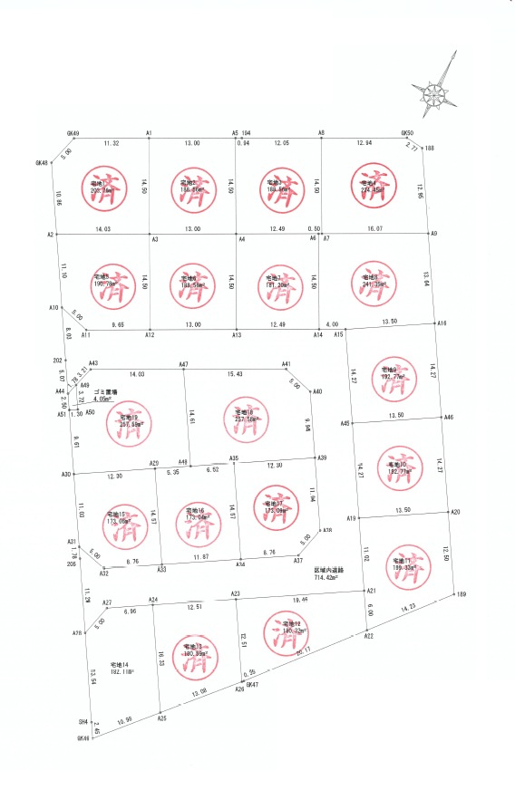 鹿沼市仁神堂町　分譲地　区画⑭の区画図