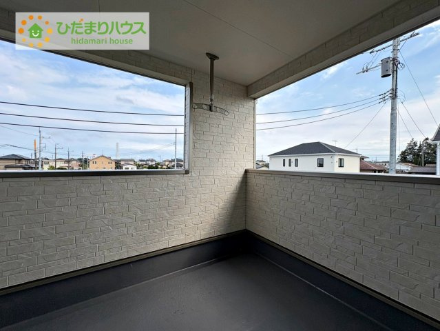 ひたちなか市津田第3　新築戸建　1号棟のバルコニー|人気が高いインナーバルコニーを採用♪天候を気にせず洗濯物を干せ、紫外線も気にせずに済みます(*^^)v