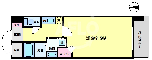 クラウンハイム北心斎橋フラワーコートの間取り|クラウンハイム北心斎橋フラワーコート　ウォークインクローゼット付