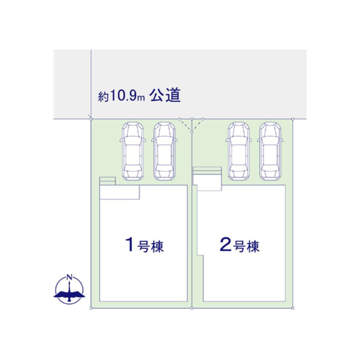 福岡市西区石丸3丁目第3-2棟（1号棟）の区画図|配置図（1号棟）