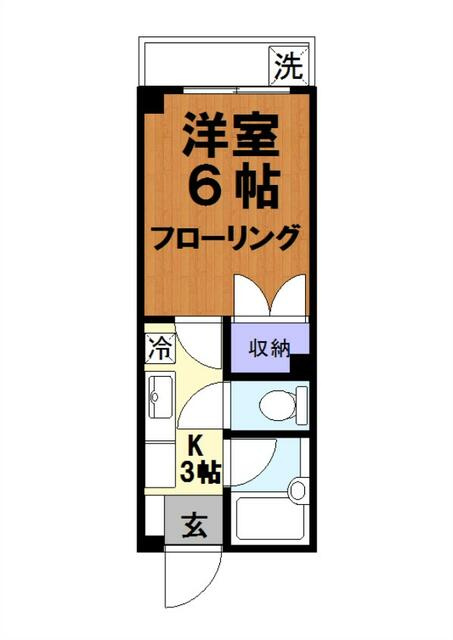 洋室６帖　１Ｋ　バストイレ別！