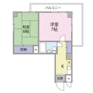 【間取り】 | ダイアパレス土橋 | 2K　角住戸