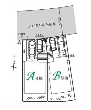 仲介手数料無料　ハートフルタウン所沢中新井15期・全2棟の区画図
