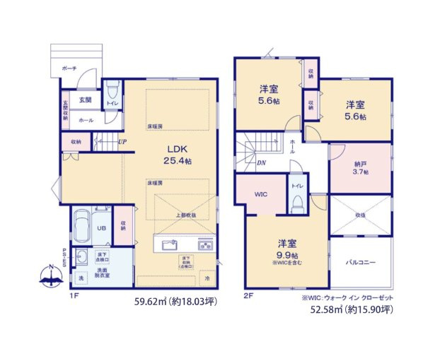 福岡市西区石丸3丁目第3-2棟（2号棟）の間取り|全居室収納付きで便利です。