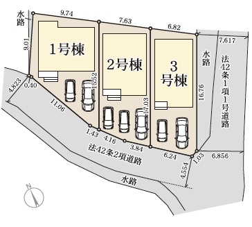 南城市大里稲嶺（全3棟）ラスト3号棟の区画図|3号棟　