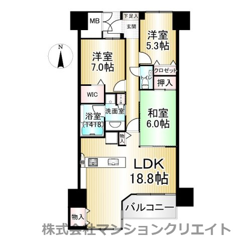 プレミスト大手さくら通りの間取り|現況と間取図が異なる場合は現況を優先とします。
