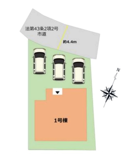 【区画図】 | 大野城市中1丁目5期　1号棟（全1棟）【仲介手数料無料・0円】 | 区画図です。1号棟