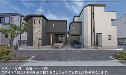 葛飾区細田４丁目　新築戸建て　全７棟の外観パース