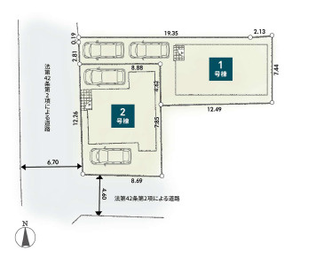 小田原市南町第1　新築戸建　全2棟1号棟の区画図