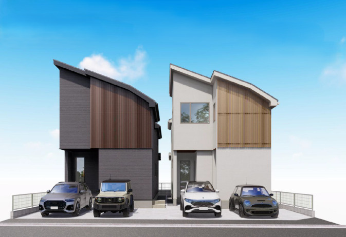 練馬区関町南1丁目　並列2台駐車×LDK20帖超　リラックス邸宅の外観パース