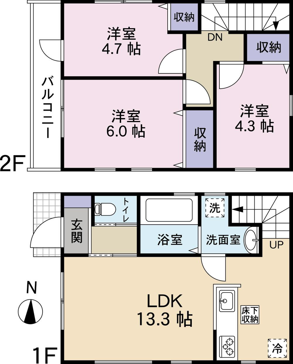 【Livele Garden.S】小平市学園東町第１期の間取り|〇 本物件【１号棟】の間取・平面図です〇　敷地面積:83.42㎡　建物面積:66.82㎡　