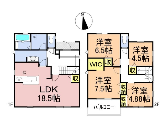 リーブルガーデン　羽島郡笠松町北及第2　全3区画分譲の間取り|■1号棟　■ヤマダ不動産　株式会社リライフ　
■夢のマイホーム購入をフルサポートします！