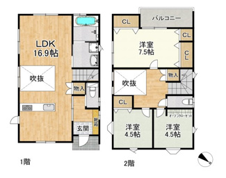 【間取り】 | 武岡4丁目　新築戸建　B