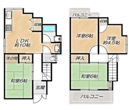 向野町⼾建賃貸の間取り