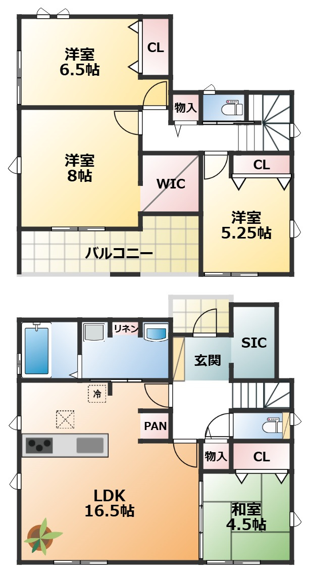 GRAFARE宇都宮市東峰の間取り|南向きで陽当たりの良い間取りです
