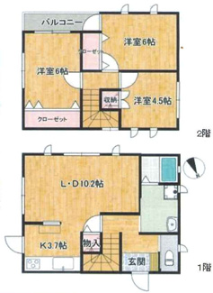 【間取り】 | 袖ケ浦市横田　新築戸建　横田駅 | 機能的で過不足の無いコンパクトハウス♪
スペースを広く使える壁付キッチン。全居室フローリングの暮らしやすい間取り。
各居室に収納スペースも完備されています。