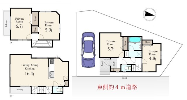板橋区若木2丁目 限定1棟の間取り|東側道路に面する間口の広い敷地に誕生します
明るく快適な立地です